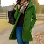 Elegant Mid Length Wool Coat with High Collar — variant_front