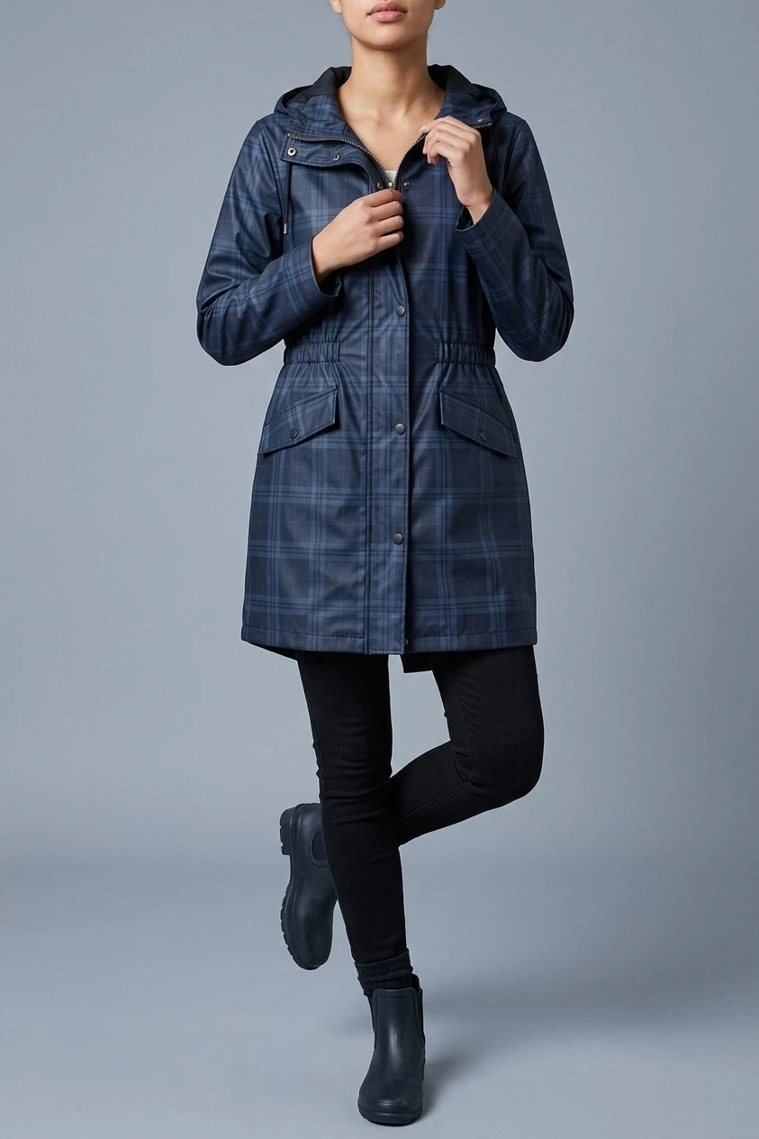 Hooded Waterproof Rain Jacket with Elasticated Waist and Flap Pockets — variant_front