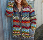 Retro Fair Isle Chunky Knit Cardigan with V-Neckline — variant_front