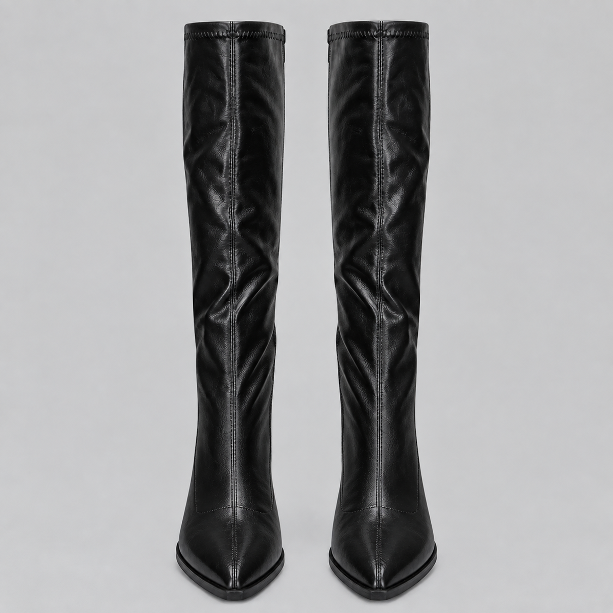 Women’s Pointed Toe Knee-High Boots with Chunky Block Heel — variant_front