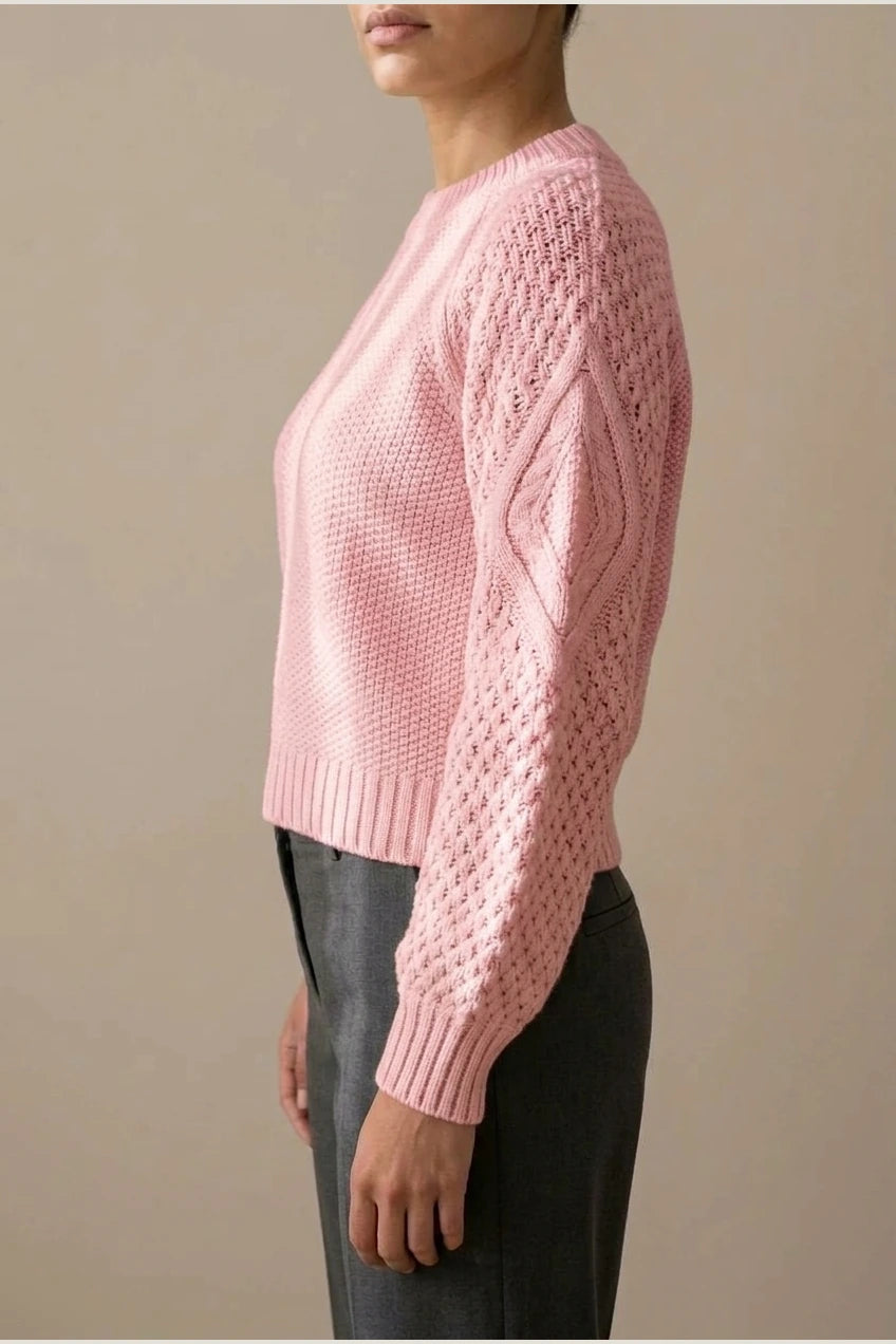 Women's Cable Knit Crew Neck Jumper for Autumn Winter — variant_front