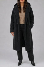 Women’s Long Hooded Teddy Coat – Oversized Borg Winter Coat — variant_front