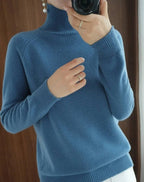 Soft Turtleneck Sweater with Ribbed Cuffs and Hem — variant_front