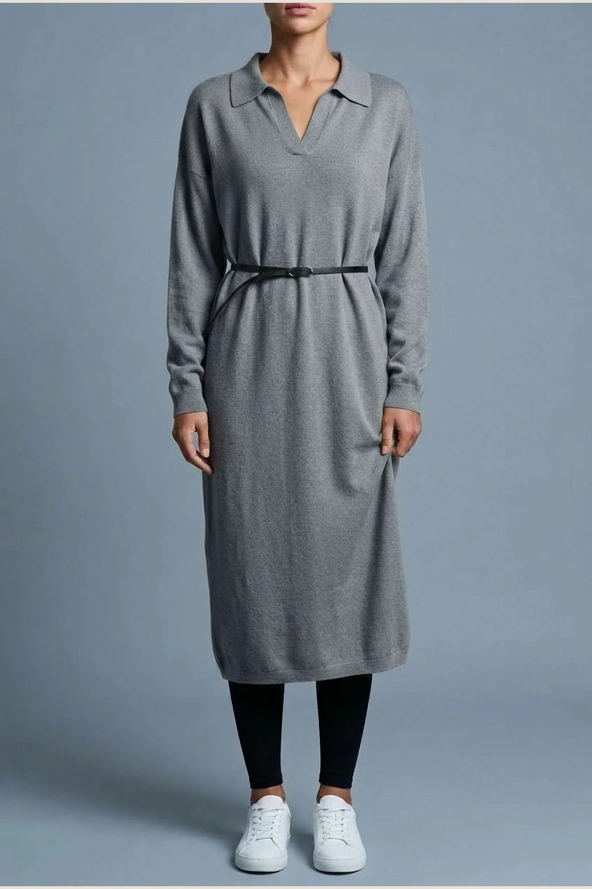Dress Women - Knitted Jumper Dress with Polo Neck — variant_front