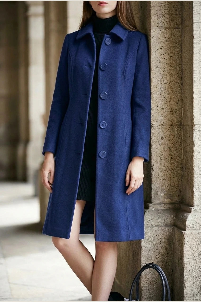 Tailored Button Front Wool Blend Coat — variant_front