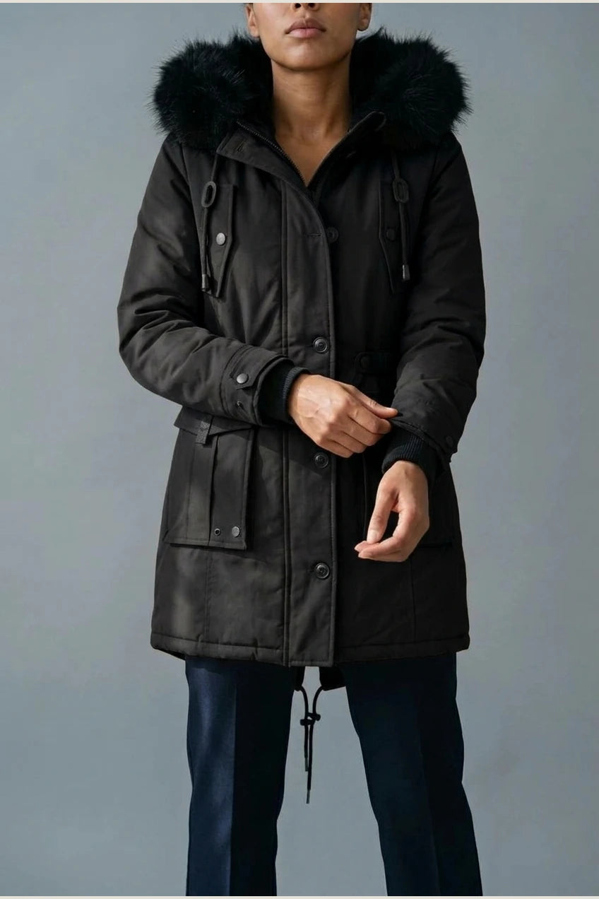 Aria | Women's Thick Faux Fur Hooded Insulated Parka Coat — variant_front