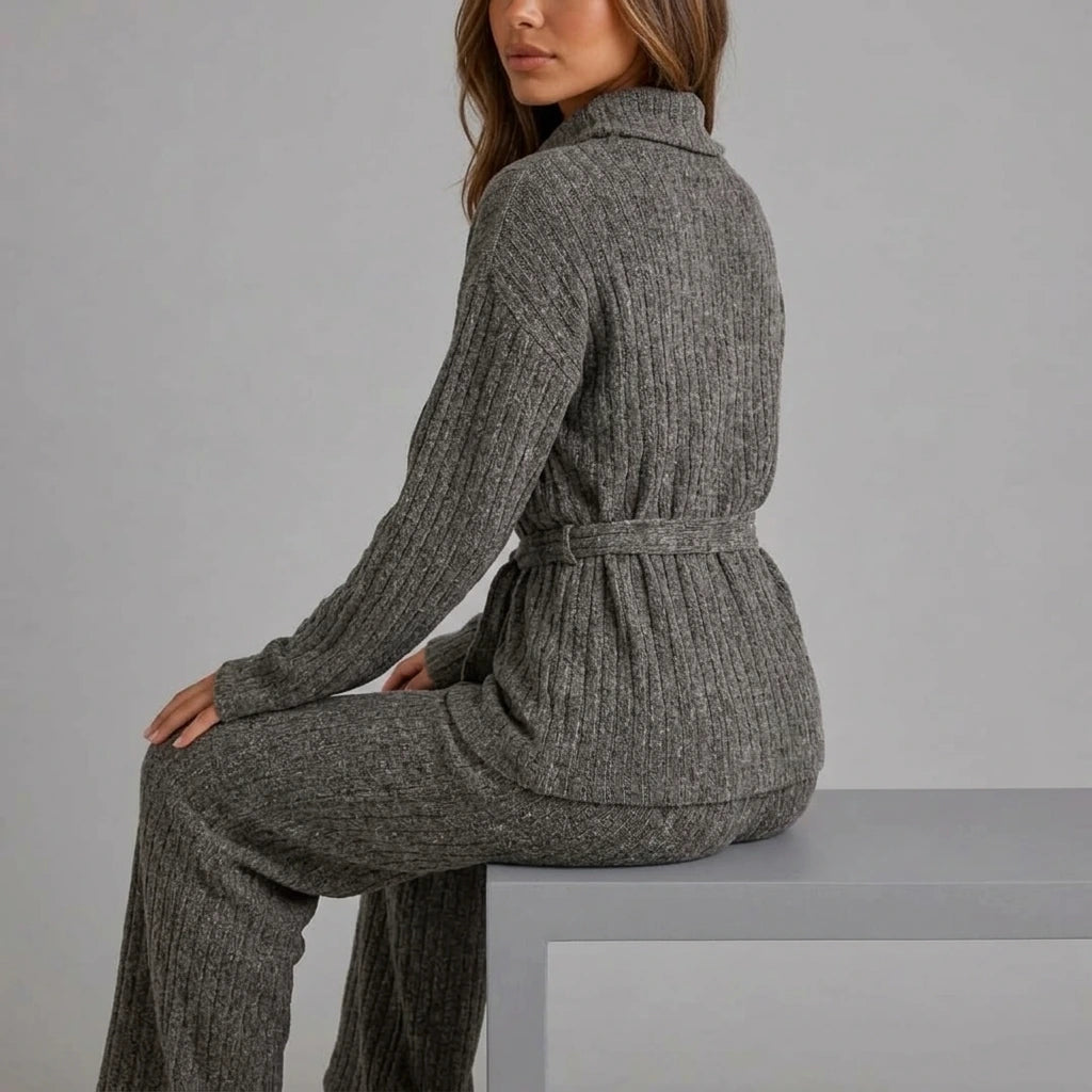 Women’s Knitted Two-Piece Set – Roll Neck Jumper & Wide Leg Trousers Outfit — variant_front