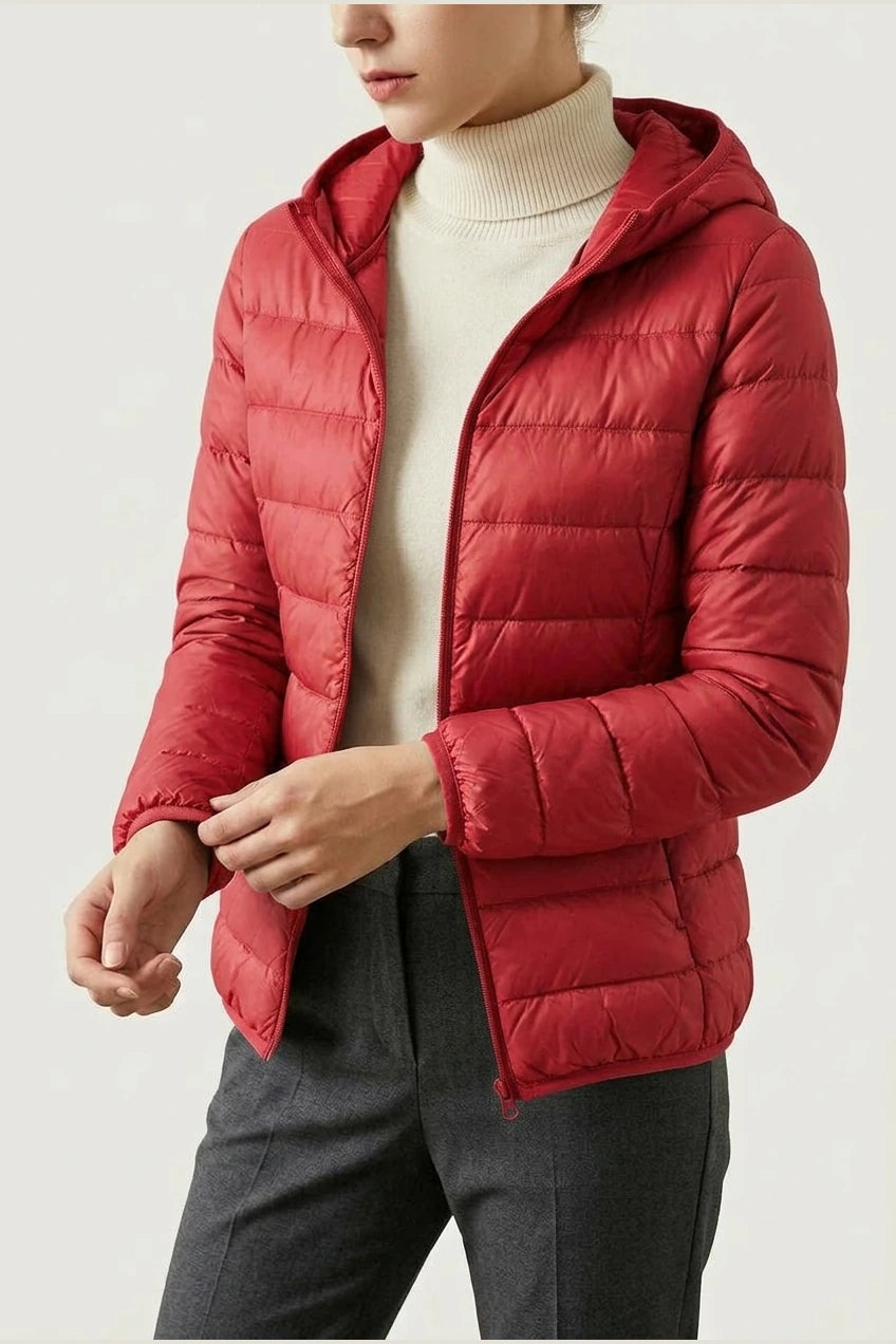 Amelia | Women's Lightweight Hooded Quilted Jacket Packable Down Puffer — variant_front