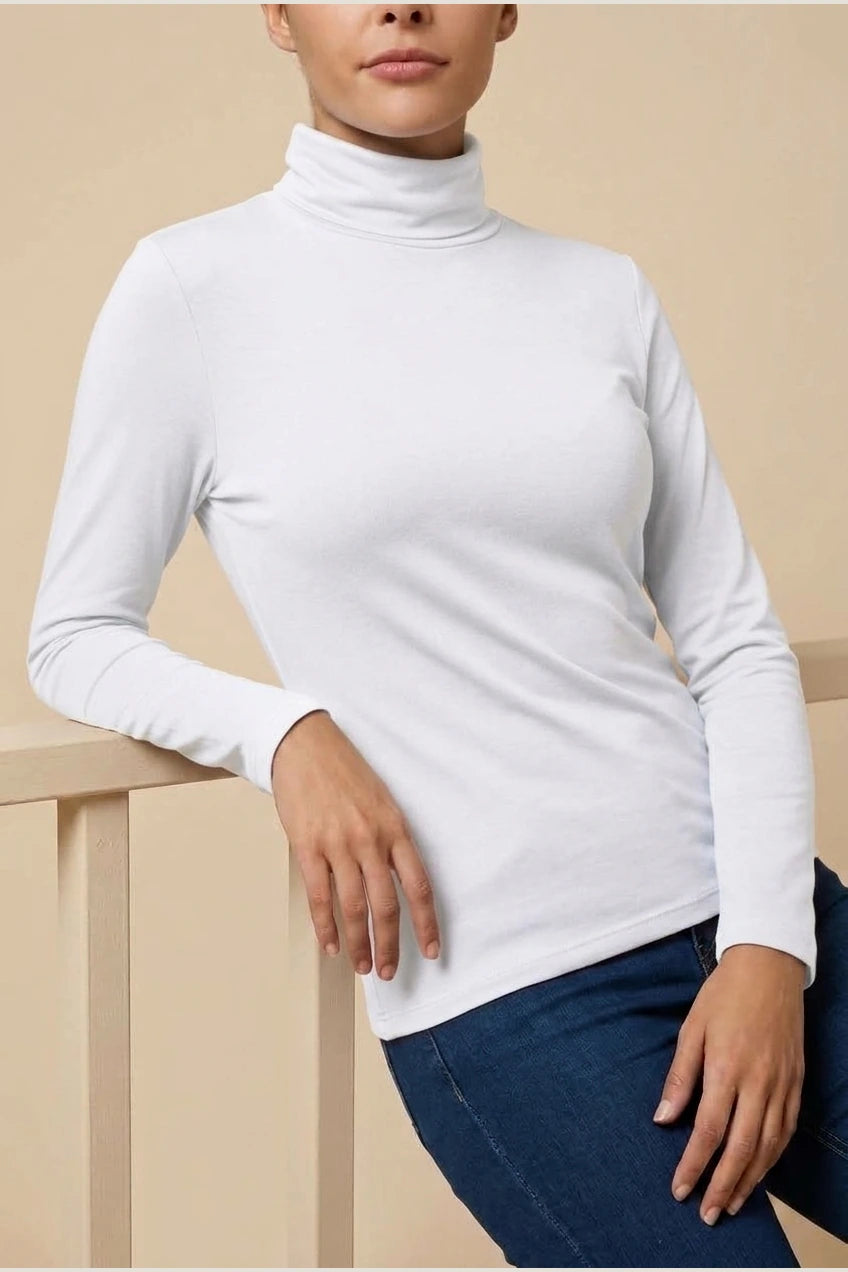 Women's Turtleneck Sweater Roll Neck Long Sleeve Straight Cuffs Plain Casual Layering — variant_front