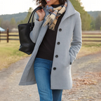 Elegant Mid Length Wool Coat with High Collar — variant_front