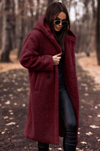 Oversized Hooded Teddy Coat with Large Front Pockets — variant_front