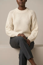 Women's Cable Knit Crew Neck Jumper for Autumn Winter — variant_front