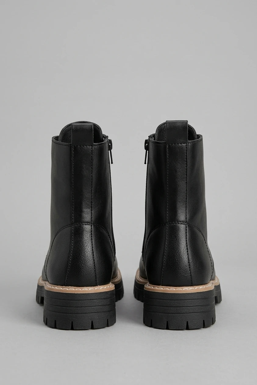 Women's Black Platform Combat Boots – Cendrane — variant_front