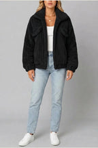 Montarello Women's Teddy Jacket Borg Collared Zip Up — variant_front