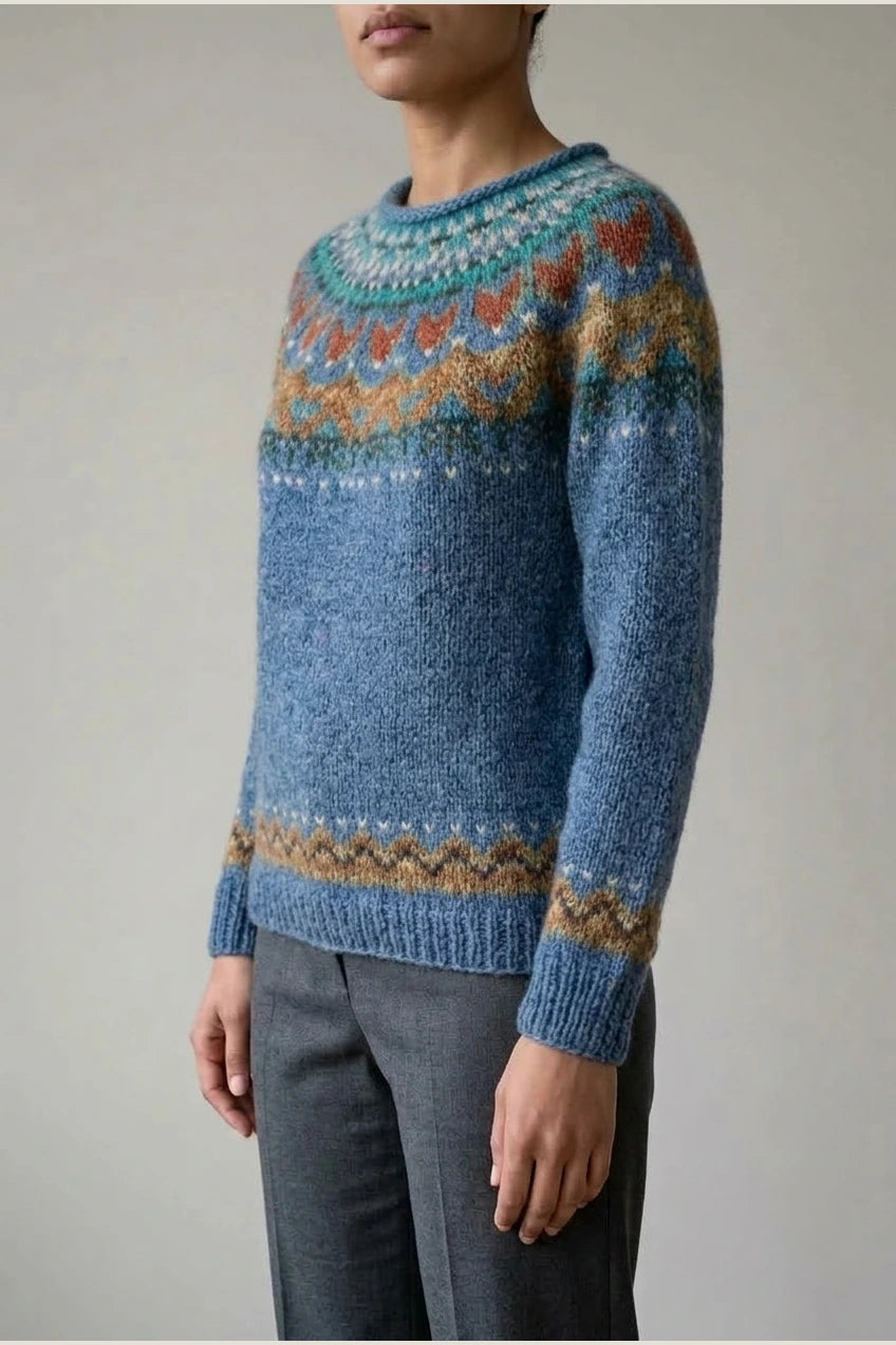 Ivana - Vintage Jacquard Crew Neck Sweater — variant_front