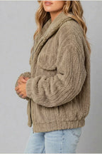 Montarello Women's Teddy Jacket Borg Collared Zip Up — variant_front