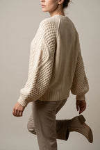Women's Cable Knit Crew Neck Jumper for Autumn Winter — variant_front