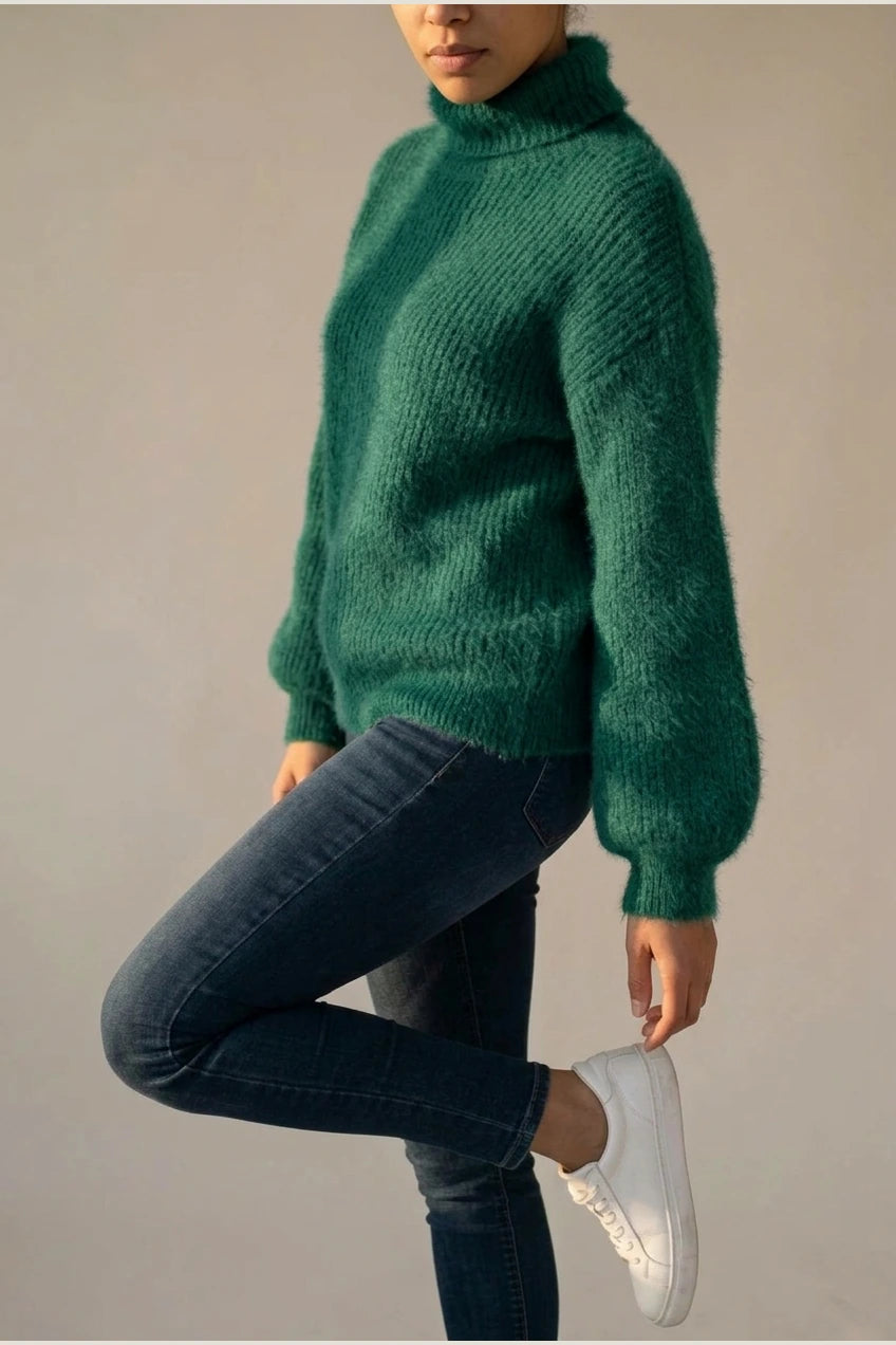 Scarlett | Women's Fluffy Turtleneck Loose Knit Sweater Jumper — variant_front