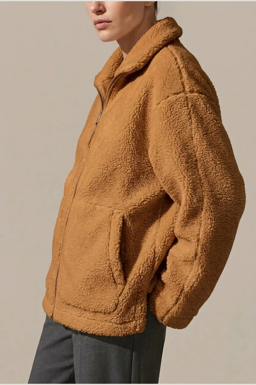 Paige | Women's Relaxed Fit Teddy Zip-Up Jacket — variant_front