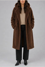 Women’s Long Hooded Teddy Coat – Oversized Borg Winter Coat — variant_front