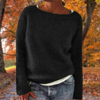 Cosy Knit Sweater with Boat Neck and Long Sleeves — variant_front