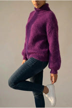 Scarlett | Women's Fluffy Turtleneck Loose Knit Sweater Jumper — variant_front
