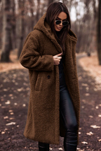 Oversized Hooded Teddy Coat with Large Front Pockets — variant_front