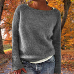 Cosy Knit Sweater with Boat Neck and Long Sleeves — variant_front