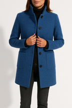 Tailored Wool Coat with High Neck and Patch Pockets — variant_front