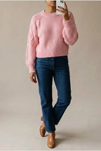 Women's Cable Knit Crew Neck Jumper for Autumn Winter — variant_front