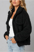 Montarello Women's Teddy Jacket Borg Collared Zip Up — variant_front