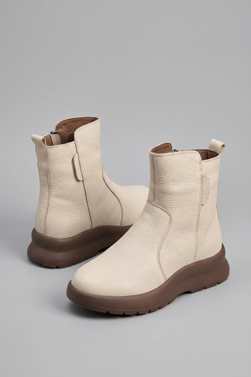 Women's Leather Chunky Sole Ankle Boots – Loriselle — variant_front