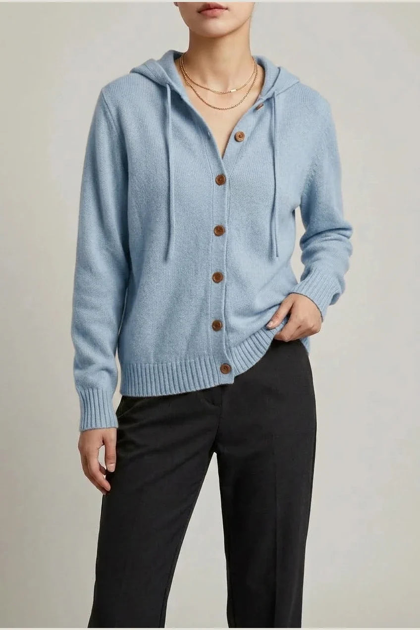Women'S Hooded Button- Cardigan Sweater, Loose Casual Fall Winter Outerwear — variant_front