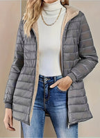 Lightweight Hooded Puffer Jacket with Ribbed Cuffs — variant_front
