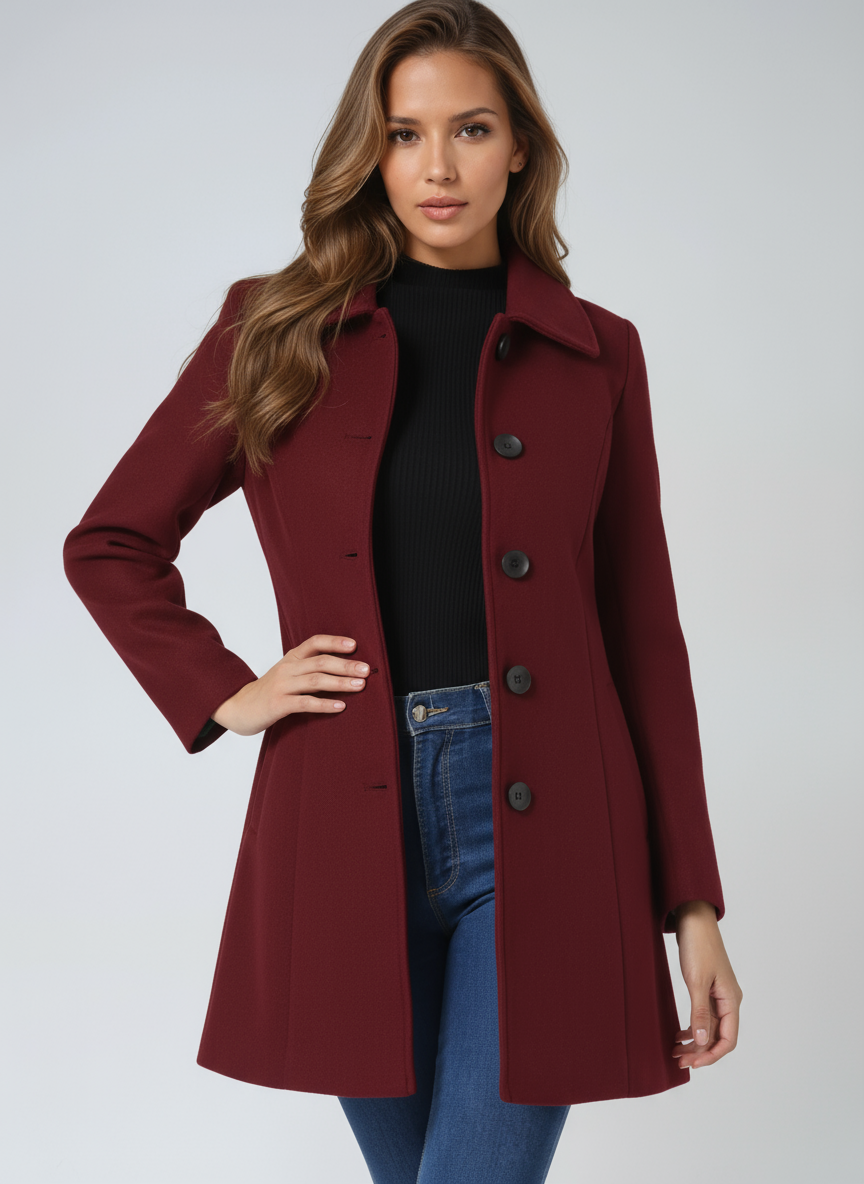 Timeless Fitted Wool Coat with Wide Collar — variant_front