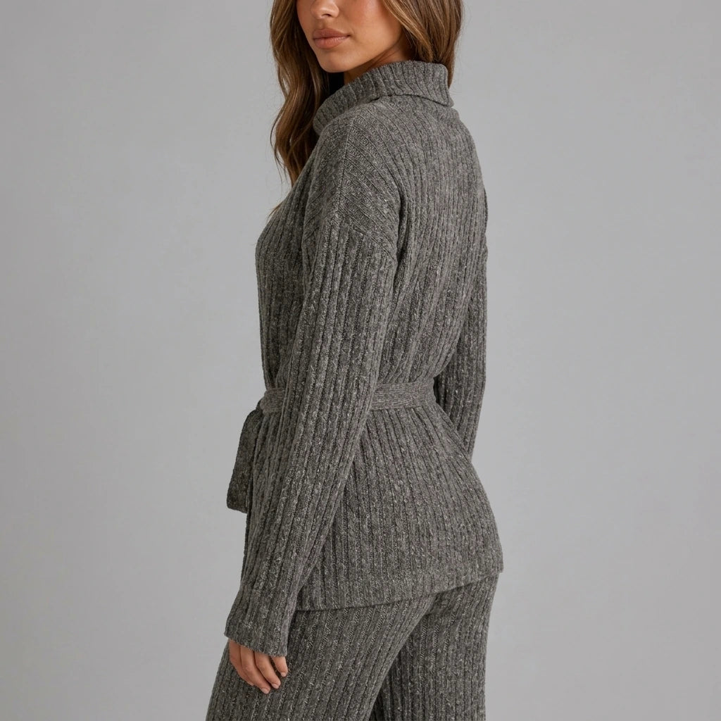 Women’s Knitted Two-Piece Set – Roll Neck Jumper & Wide Leg Trousers Outfit — variant_front