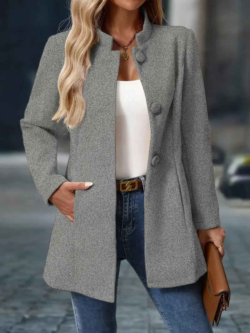 Juliette | Elegant Stand-Collar Button Coat — variant_front