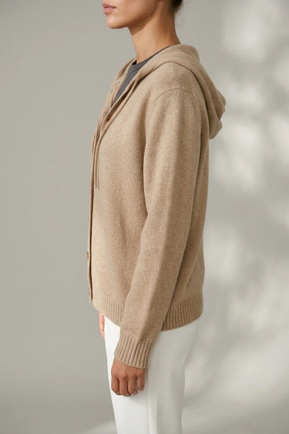 Women'S Hooded Button- Cardigan Sweater, Loose Casual Fall Winter Outerwear — variant_front
