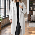 Oversized Long Wool Coat with Double Button — variant_front