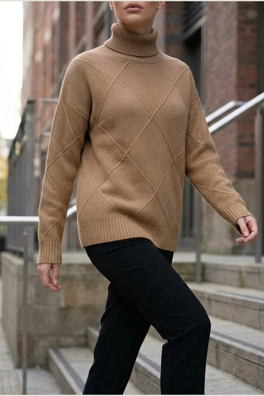Sweater Women - Cashmere Knit Soft Sweater with Turtleneck — variant_front