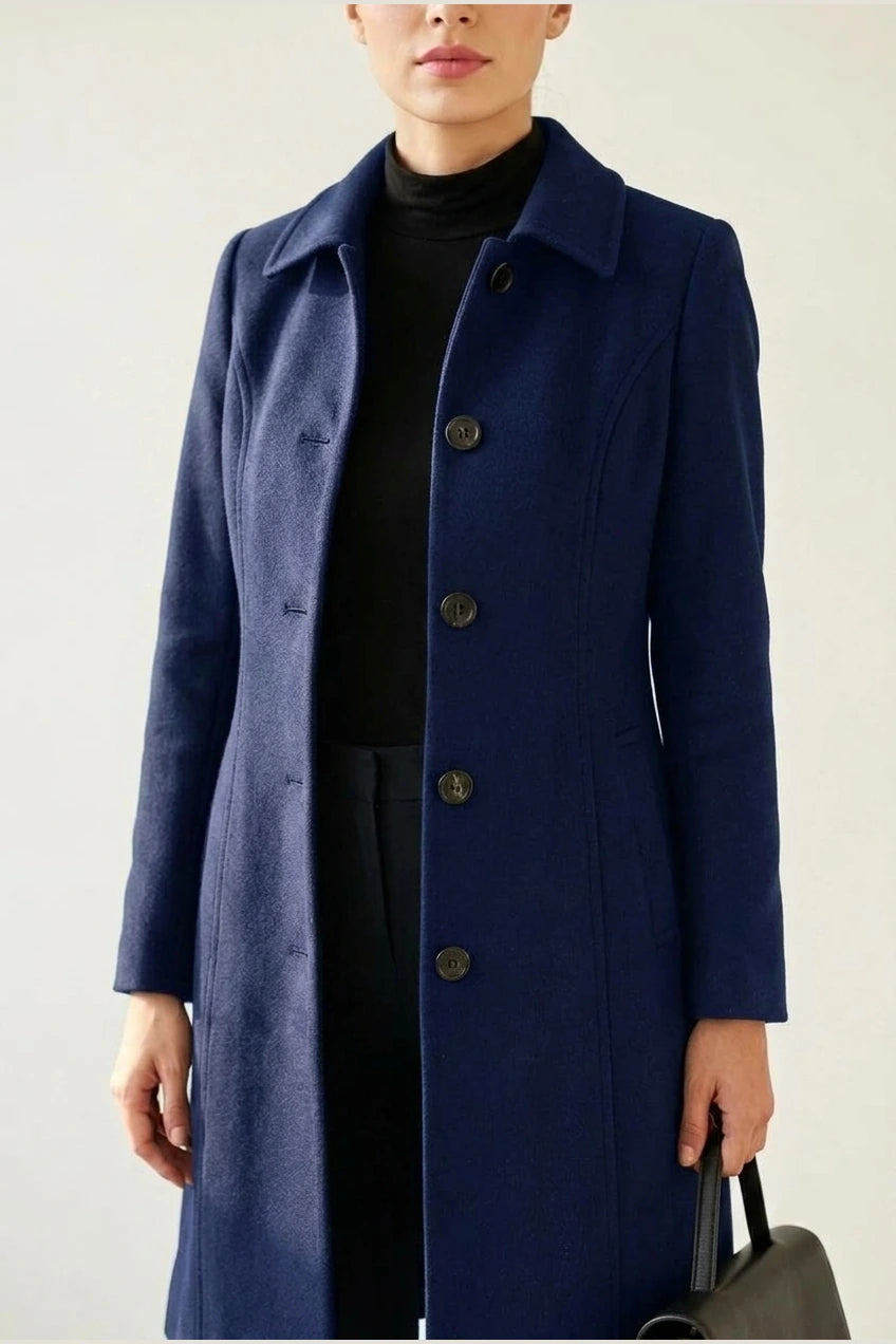 Tailored Button Front Wool Blend Coat — variant_front