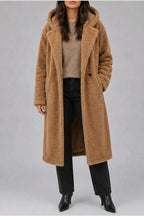 Women’s Long Hooded Teddy Coat – Oversized Borg Winter Coat — variant_front