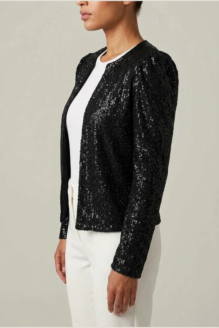 Aria | Women's Open Front Sequin Sparkle Party Jacket — variant_front