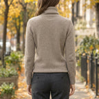 Soft Fluffy Turtleneck Sweater with Ribbed Cuffs — variant_front