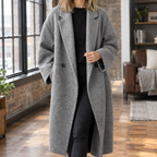 Oversized Long Wool Coat with Double Button — variant_front