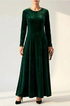 Emily | Women's Velvet Long Sleeve Formal Party Dress Maxi — variant_front