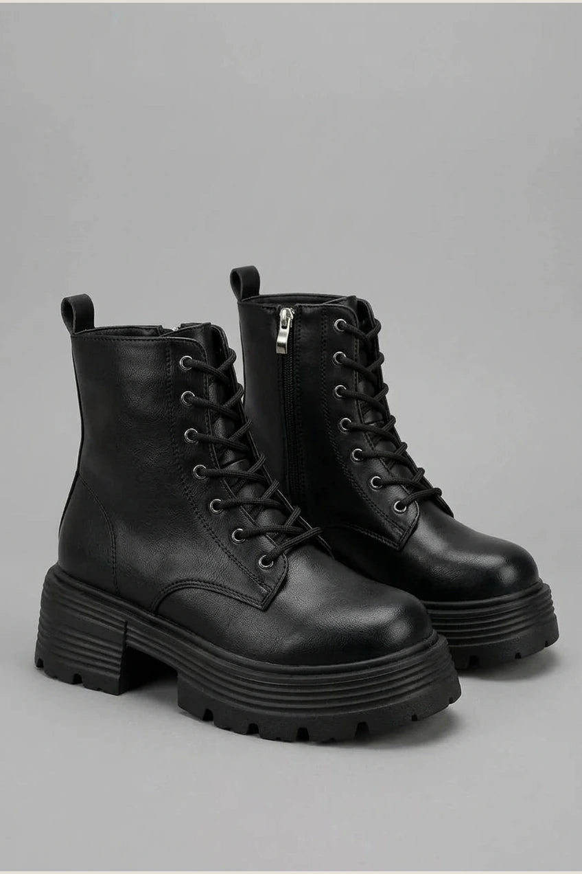 Women's Chunky Platform Heeled Booties – Brossane — variant_front