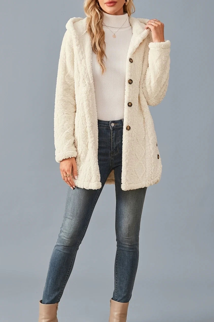 Autumn Winter Thickened Plush Hooded Casual Outing Warm Overcoat — variant_front