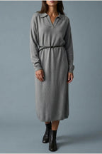 Dress Women - Knitted Jumper Dress with Polo Neck — variant_front