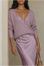 Montarello Women's Satin-Look Midi Dress Knit Co-Ord Set — variant_front